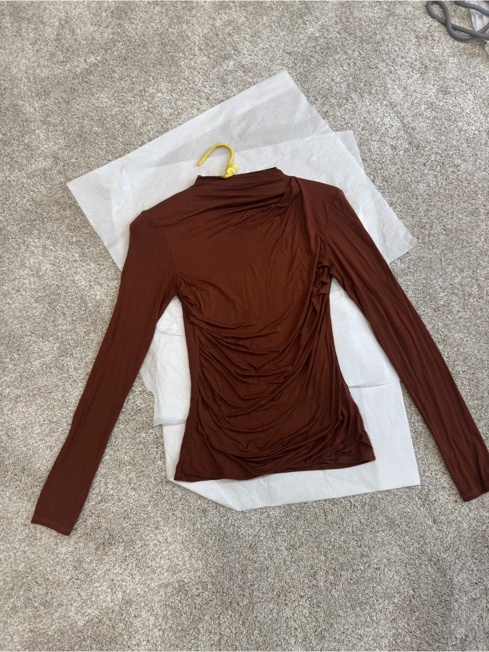 Enza Costa Cognac / Chocolate Brown Long-Sleeve Ruched Top